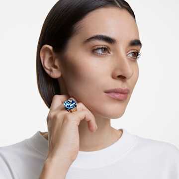 Numina ring, Square cut, Blue, Rhodium plated - Swarovski, 5620776