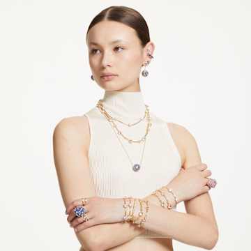 Náramek Constella, Kulatý výbrus, Bílá, pokoveno v lesklém zlatém odstínu - Swarovski, 5622719