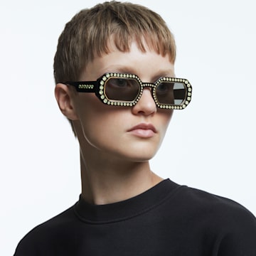 Sunglasses, Octagon, Pavé, Black - Swarovski, 5625300