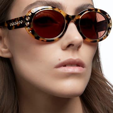 Sunglasses, Oversized, Pavé, Brown - Swarovski, 5625304