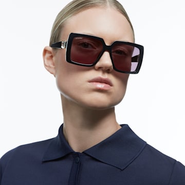 Sunglasses, Oversized, Square, Black - Swarovski, 5625305
