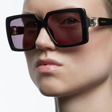 Sunglasses, Oversized, Square shape, SK0351 01A, Black - Swarovski, 5625305