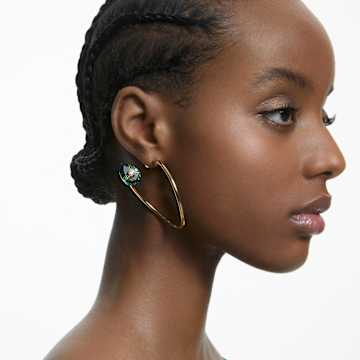 Numina drop earrings, Asymmetrical design, Mixed cuts, Long, Multicoloured, Gold-tone plated - Swarovski, 5626077