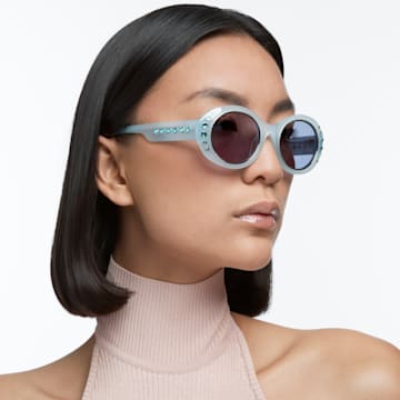 Sunglasses, Oversized, Pavé, Blue - Swarovski, 5627867