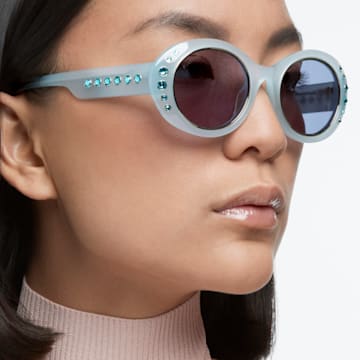 Sunglasses, Oversized, Pavé crystals, Blue - Swarovski, 5627867