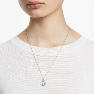 Pendentif Signum, Cygne, Long, Bleu, Métal rhodié - Swarovski, 5628546
