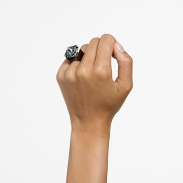 Numina 戒指, 方形切割, 黑色, 鍍黑鉻色 - Swarovski, 5628576
