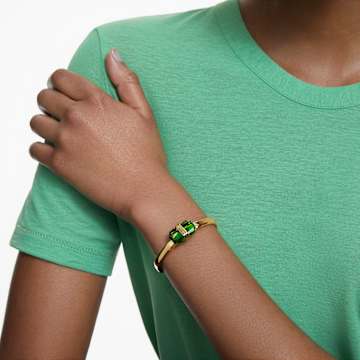 Lucent bangle, Magnetic closure, Green, Gold-tone finish - Swarovski, 5629221