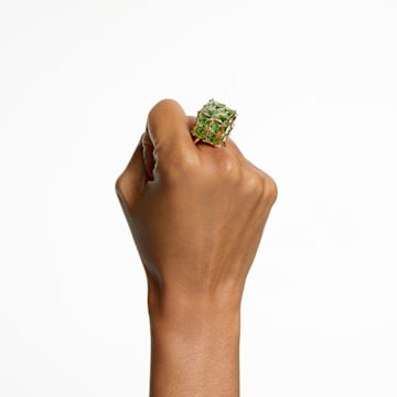 Curiosa 个性戒指, 正方形切割, 绿色, 镀金色调 - Swarovski, 5630297