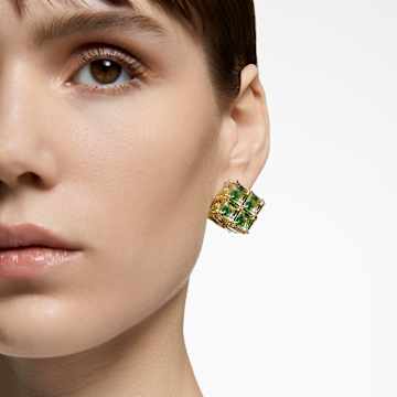 Curiosa fülbevaló, Egyedülálló, Négyszög metszés, Zöld, Aranytónusú bevonattal - Swarovski, 5630311