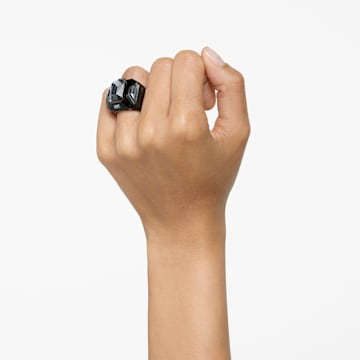 Δαχτυλίδι κοκτέιλ Chroma, Μαύρο, Επιμετάλλωση ρουθηνίου - Swarovski, 5630324
