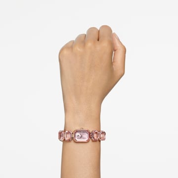 腕表, 八角形切割, 粉红色, 玫瑰金色调润饰 - Swarovski, 5630837