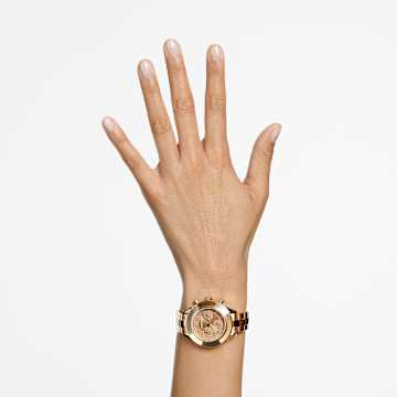 Ročna ura Octea Lux Sport, Izdelano v Švici, Kovinska zapestnica, Rjava, Prevleka v zlatem odtenku - Swarovski, 5632472