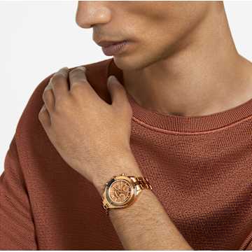 Relógio Octea Lux Sport, Fabrico suíço, Pulseira de metal, Castanho, Acabamento em dourado - Swarovski, 5632472