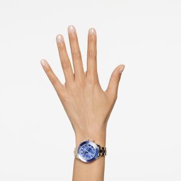 Octea Lux Sport 腕表, 瑞士制造, 金属手链, 蓝色, 香槟金色调润饰 - Swarovski, 5632481