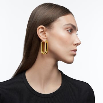 Lucent hoop earrings, Statement, Octagon shape, Yellow - Swarovski, 5633954