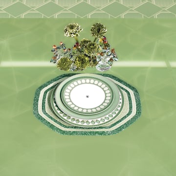Postrežni krožnik Signum, Porcelan, zeleni - Swarovski, 5635514