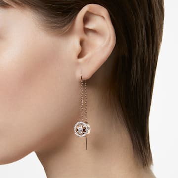 Hollow 水滴形耳环, 短, 白色, 镀玫瑰金色调 - Swarovski, 5636504