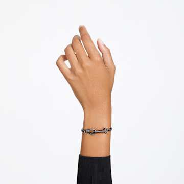 Dextera bracelet, Pavé, Mixed links, Black, Ruthenium plated - Swarovski, 5636736