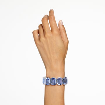 Millenia armband, Oversized kristallen, Octagon-slijpvorm, Blauw, Rodium toplaag - Swarovski, 5638491