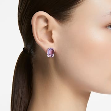 Millenia 耳钉, 八角形切割, 紫色, 镀铑 - Swarovski, 5638493