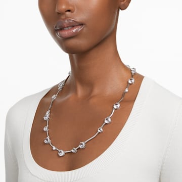 Constella necklace, Mixed round cuts, White, Rhodium plated - Swarovski, 5638696