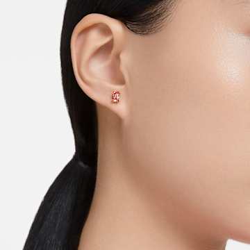 Stilla bedugós fülbevaló, Négyszögletes metszés, Rózsaszín, Rózsaarany-tónusú bevonattal - Swarovski, 5639136