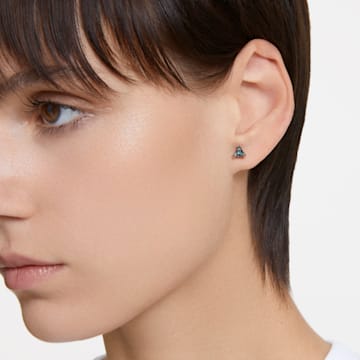 Stilla stud earrings, Triangle cut, Gray, Ruthenium plated - Swarovski, 5639137