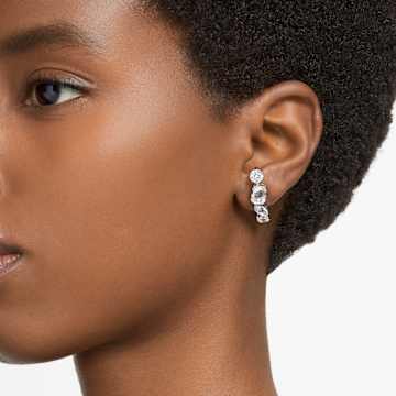 Manchettes d’oreilles Gema, Tailles variées, Blanches, Métal rhodié - Swarovski, 5639331