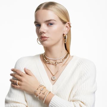 Dextera necklace, Statement, Mixed links, White, Gold-tone plated - Swarovski, 5639332