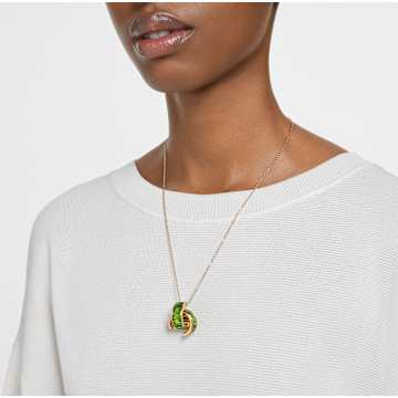 Pendente Matrix, Taglio baguette, Verde, Placcato color oro - Swarovski, 5639629