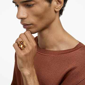 Bague cocktail Harmonia, Cristal oversize, Ton doré, Placage de ton or - Swarovski, 5640042