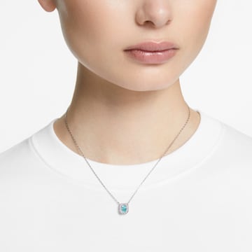 Millenia necklace, Octagon cut, Green, Rhodium plated - Swarovski, 5640289