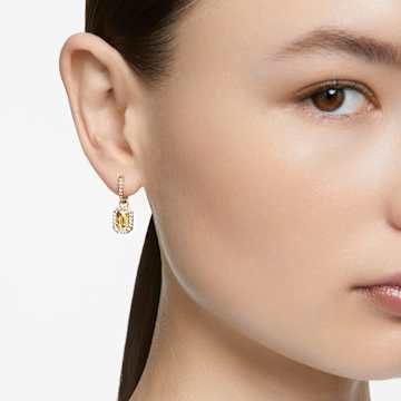 Millenia drop earrings, Octagon cut, Yellow, Gold-tone plated - Swarovski, 5641169
