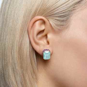 Orbita stud earrings, Octagon cut, Multicolored, Gold-tone plated - Swarovski, 5641406