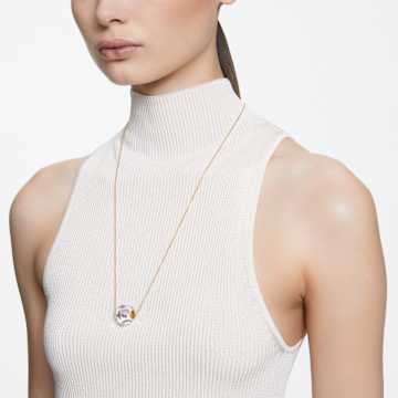Curiosa necklace, Floating chaton, Pink, Gold-tone plated - Swarovski, 5641732