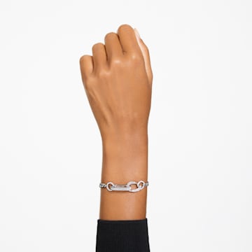Dextera bracelet, Pavé, Mixed links, White, Rhodium plated - Swarovski, 5642600