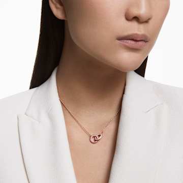 Collar Stone, Círculos entrelazados, Rosa, Baño tono oro rosa - Swarovski, 5642884