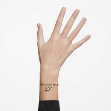 Teddy bracelet, Bear, Green, Gold-tone plated - Swarovski, 5642977