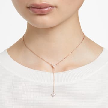 Ortyx Y necklace, Triangle cut, White, Rose gold-tone plated - Swarovski, 5642984