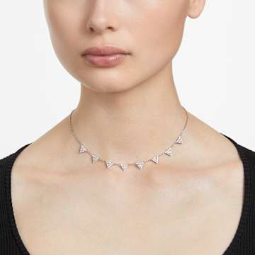 Ortyx necklace, Triangle cut, White, Rhodium plated - Swarovski, 5643021