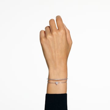 Ortyx bracelet, Triangle cut, Pavé, White, Rhodium plated - Swarovski, 5643731