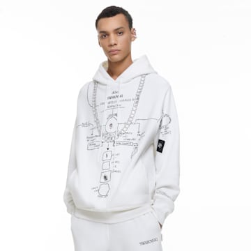ADVISORY BOARD CRYSTALS, Gray Objects Displaced by Refraction hoodie, White - Swarovski, 5644723