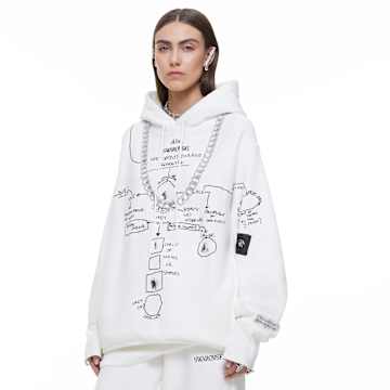 ADVISORY BOARD CRYSTALS, Gray Objects Displaced by Refraction hoodie, White - Swarovski, 5644726