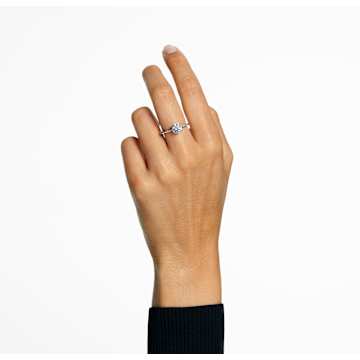 Constella cocktail ring, Princess cut, Pavé, White, Rhodium plated - Swarovski, 5645253