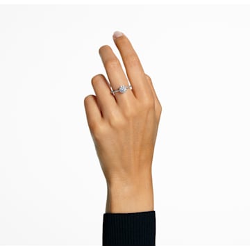 Δαχτυλίδι κοκτέιλ Constella, Κοπή Princess Pavé, Λευκό, Επιμετάλλωση ροδίου - Swarovski, 5645254