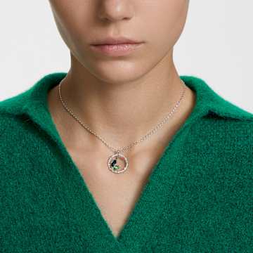 Collana Dellium, Forma rotonda, Bambù, Verde, Placcato rodio - Swarovski, 5645370