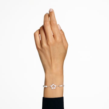 Stella bracelet, Pavé, Star, White, Rhodium plated - Swarovski, 5645385