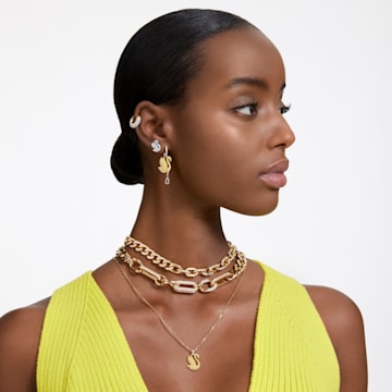 Swarovski Iconic Swan drop earrings, Swan, Yellow, Gold-tone plated - Swarovski, 5647543