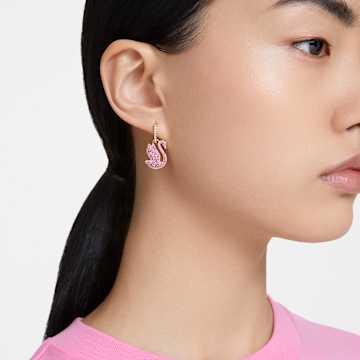 Orecchini pendenti Swarovski Iconic Swan, Cigno, Rosa, Placcato color oro rosa - Swarovski, 5647544